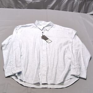 California Shirt Co Mens White Casual Button Down Shirt Relaxed Blue Wave Sz L‎